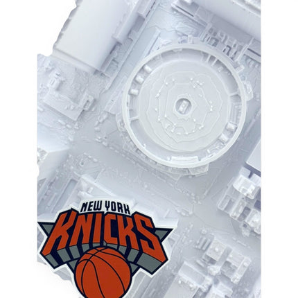 Tidal 3D Printed New York Knicks Madison Square Garden 3D topographical wall art in a natural wood frame