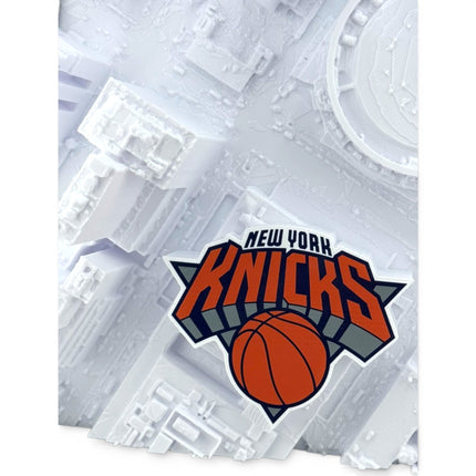 Tidal 3D Printed New York Knicks Madison Square Garden 3D topographical wall art in a natural wood frame