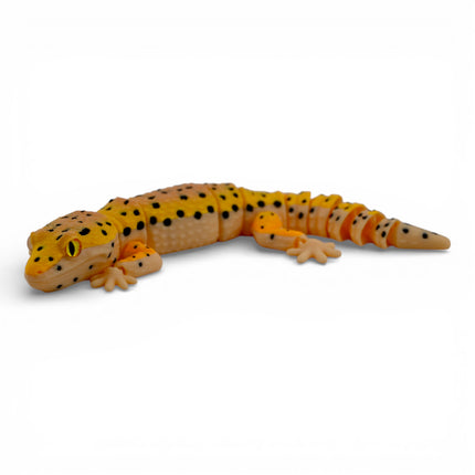 3D Printed Leopard Gecko with Realistic Glass Eyes – Autumn Morph (7.5 Inches Long)