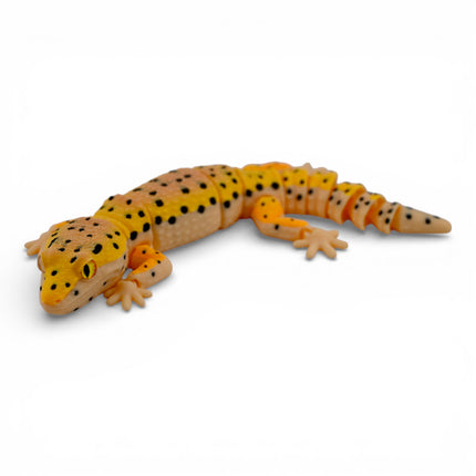 3D Printed Leopard Gecko with Realistic Glass Eyes – Autumn Morph (7.5 Inches Long)