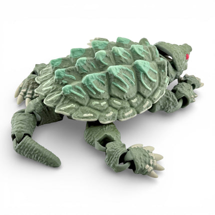 3D Printed Alligator Snapping Turtle – Camo Morph (Olive Green with Green Gradient Markings, 10 Inches Long)