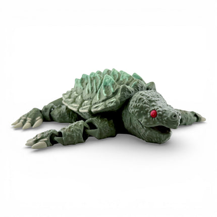 3D Printed Alligator Snapping Turtle – Camo Morph (Olive Green with Green Gradient Markings, 10 Inches Long)