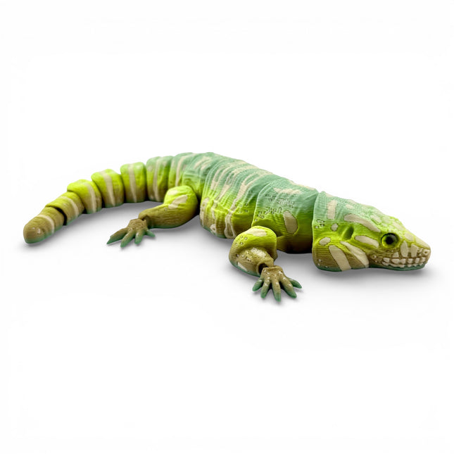 3D Printed Tegu with Realistic Glass Eyes – Matcha Morph (10 Inches Long)