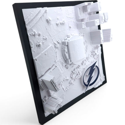 Tidal 3D Printed Tampa Bay Lightning Amalie Arena 3D topographical wall art in a black frame