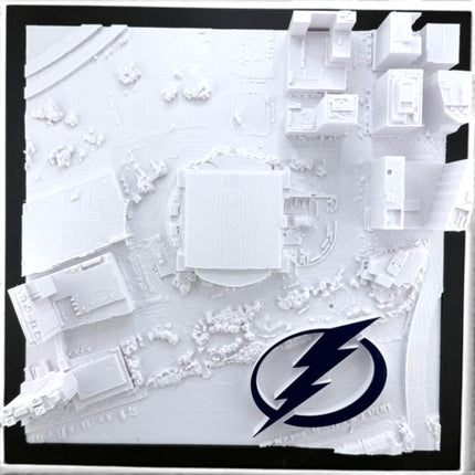 Tidal 3D Printed Tampa Bay Lightning Amalie Arena 3D topographical wall art in a black frame