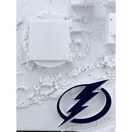 Tidal 3D Printed Tampa Bay Lightning Amalie Arena 3D topographical wall art in a natural wood frame
