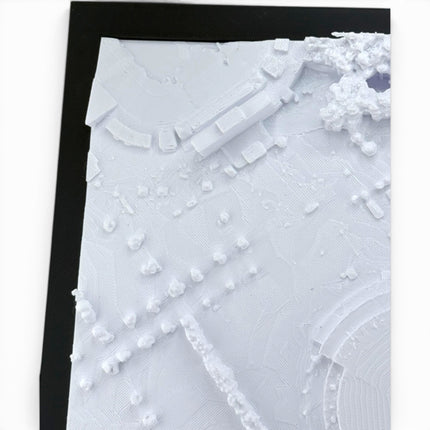 Tidal 3D Printed Carolina Hurricanes PNC Arena 3D topographical map wall art displayed on wall