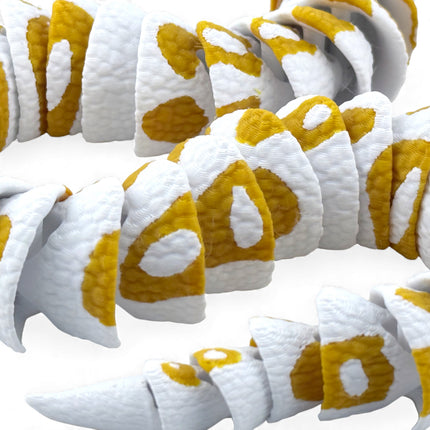 3D Printed Albino Ball Python – White and Gold Realistic Snake Model with Glass Eyes