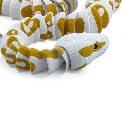 3D Printed Albino Ball Python – White and Gold Realistic Snake Model with Glass Eyes