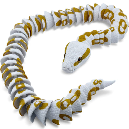 3D Printed Albino Ball Python – White and Gold Realistic Snake Model with Glass Eyes