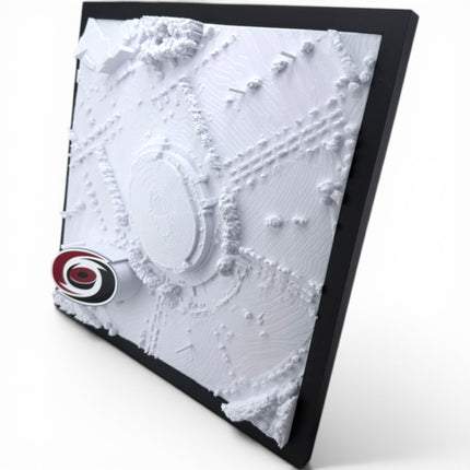 Tidal 3D Printed Carolina Hurricanes PNC Arena 3D topographical wall art in a black frame