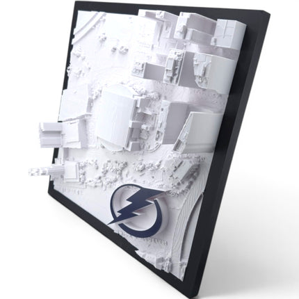 Tidal 3D Printed Tampa Bay Lightning Amalie Arena 3D topographical wall art in a black frame