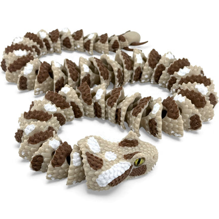 3D Printed Articulated Spider-Tailed Horned Viper Snake with Realistic Glass Eyes – 25 Inches Long
