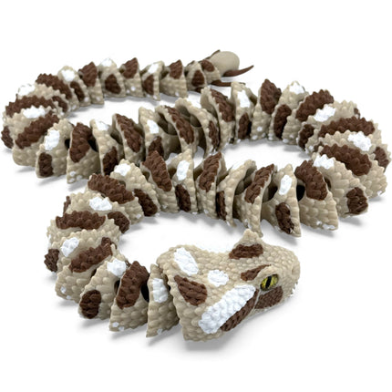 3D Printed Articulated Spider-Tailed Horned Viper Snake with Realistic Glass Eyes – 25 Inches Long