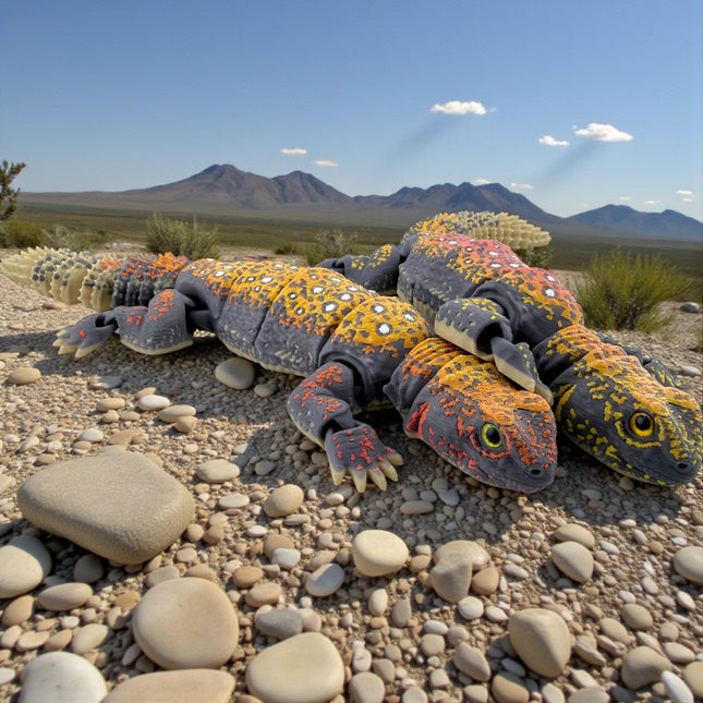 3D Printed Uromastyx – Autumn Exotic Morph with Realistic Glass Eyes (9.5 Inches Long)