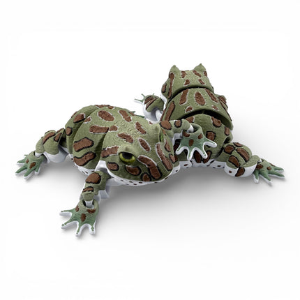 3D Printed Green Fantasy Frog with Realistic Glass Eyes – 5 Inches Long