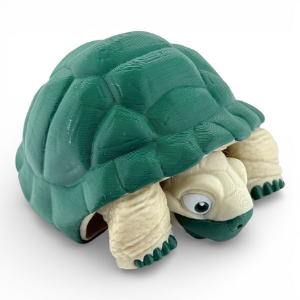 3D Printed Articulated Tortoise – Dark Green Shell (6 Inches Long)