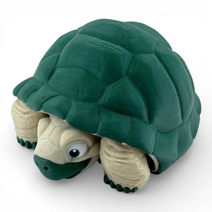 3D Printed Articulated Tortoise – Dark Green Shell (6 Inches Long)