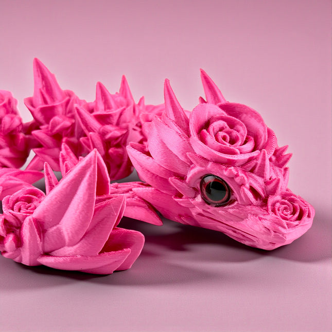 3D Printed Silk Baby Rose Dragon – 12 Inches Long