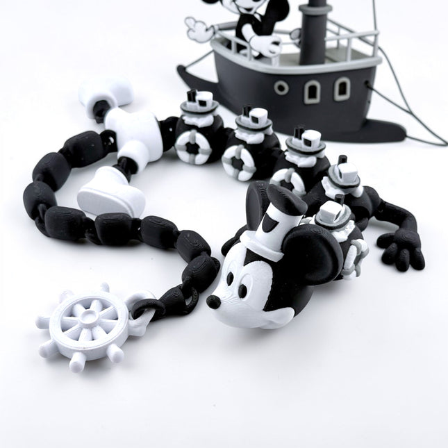 Large Steamboat Willie Inspired Articulated Dragon – 18”