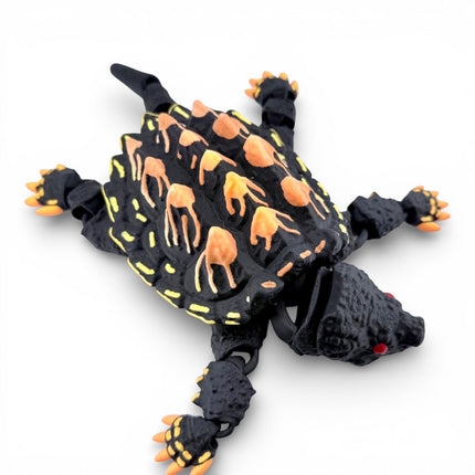 3D Printed Alligator Snapping Turtle – Black Autumn Morph (Orange to Red  Gradient) Highlights (10 Inches Long)