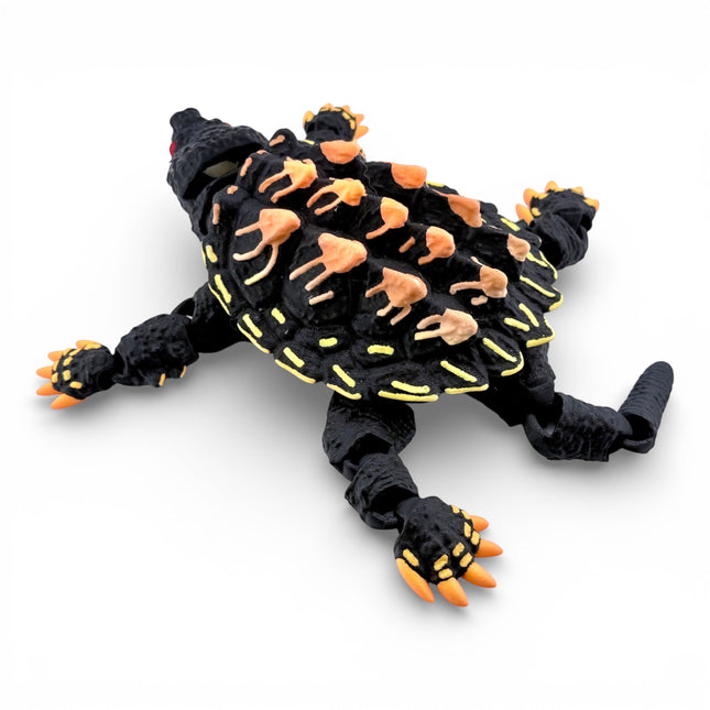 3D Printed Alligator Snapping Turtle – Black Autumn Morph (Orange to Red  Gradient) Highlights (10 Inches Long)
