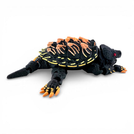 3D Printed Alligator Snapping Turtle – Black Autumn Morph (Orange to Red  Gradient) Highlights (10 Inches Long)