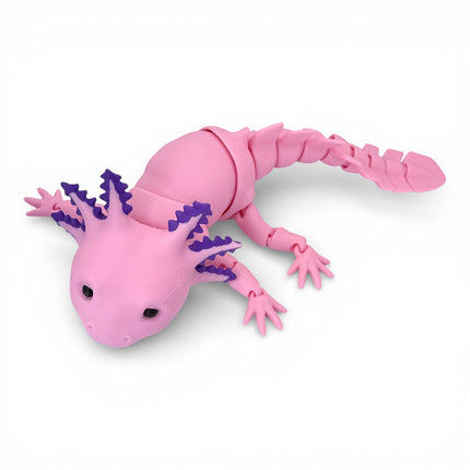 3D Printed Axolotl Figurine (Pink) – Realistic Amphibian Model by MatMire Makes