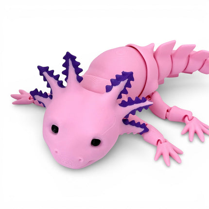 3D Printed Axolotl Figurine (Pink) – Realistic Amphibian Model by MatMire Makes