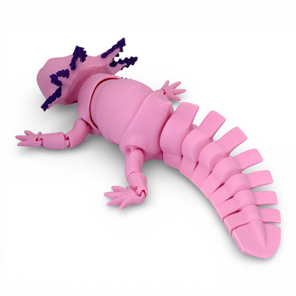 3D Printed Axolotl Figurine (Pink) – Realistic Amphibian Model by MatMire Makes