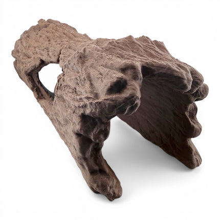 3D Printed Reptile Display Log – Real Wood Filament Natural Display Stand (Dark Brown)