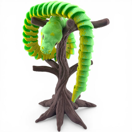 3D Printed Articulated Green Tree Python with Tree Stand