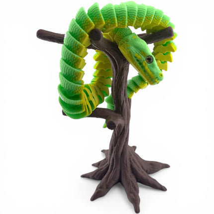 3D Printed Articulated Green Tree Python with Tree Stand