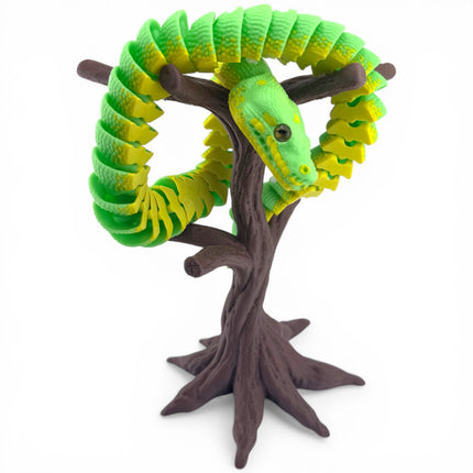 3D Printed Articulated Green Tree Python with Tree Stand