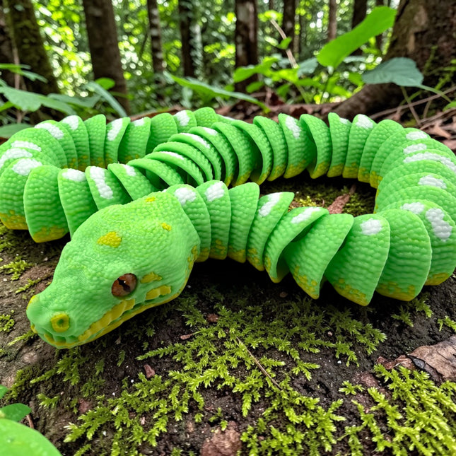 3D Printed Articulated Green Tree Python with Tree Stand