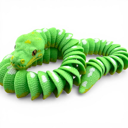 3D Printed Articulated Green Tree Python with Tree Stand