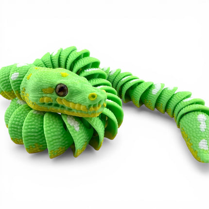 3D Printed Articulated Green Tree Python with Tree Stand