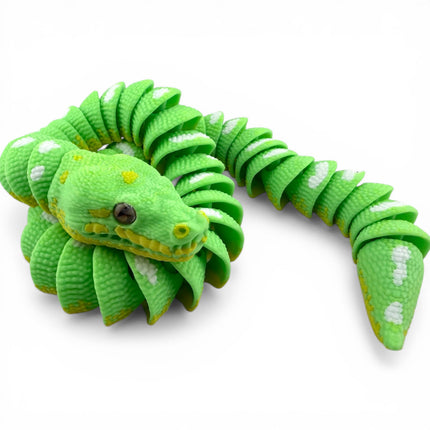 3D Printed Articulated Green Tree Python with Tree Stand