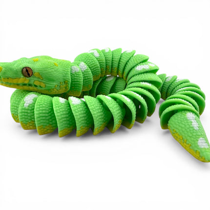 3D Printed Articulated Green Tree Python with Tree Stand