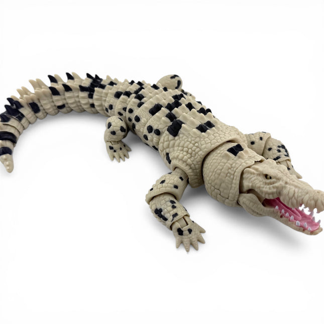 3D Printed Articulated Saltwater Crocodile - Beige & Black