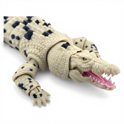 3D Printed Articulated Saltwater Crocodile - Beige & Black