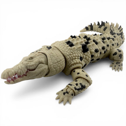 3D Printed Articulated Saltwater Crocodile - Beige & Black