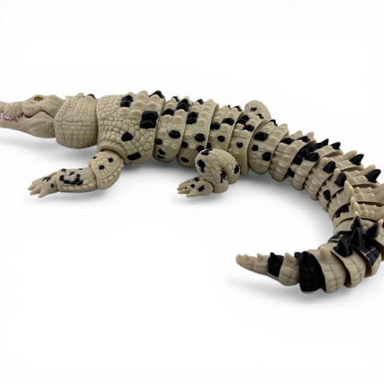 3D Printed Articulated Saltwater Crocodile - Beige & Black