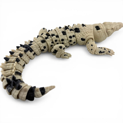 3D Printed Articulated Saltwater Crocodile - Beige & Black