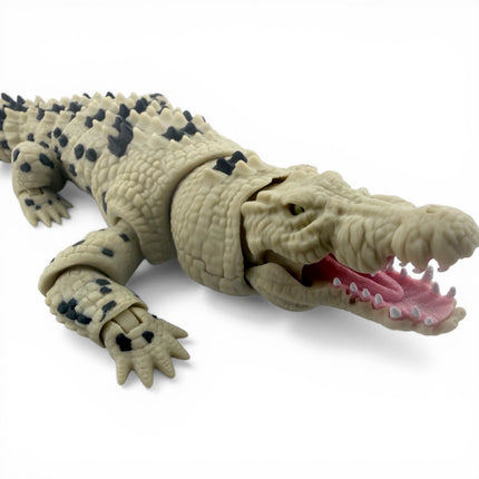 3D Printed Articulated Saltwater Crocodile - Beige & Black