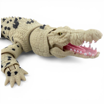 3D Printed Articulated Saltwater Crocodile - Beige & Black