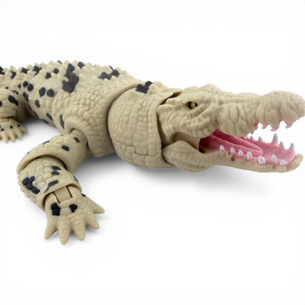 3D Printed Articulated Saltwater Crocodile - Beige & Black
