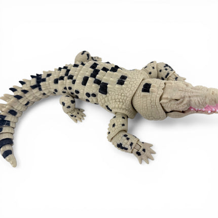 3D Printed Articulated Saltwater Crocodile - Beige & Black