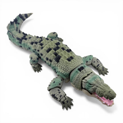 3D Printed Articulated Saltwater Crocodile - Camoflauge Green Gradient & Black