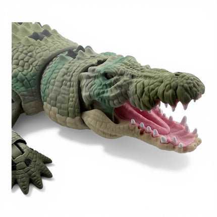 3D Printed Articulated Saltwater Crocodile - Camoflauge Green Gradient & Black